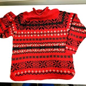 Vintage Eddie Bauer Oversized Fair Isle Sweater Made Hong Kong Large Cotton